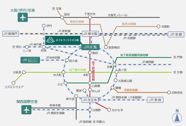 電車からのアクセスページ 公式 ホテルヴィスキオ大阪 駅近